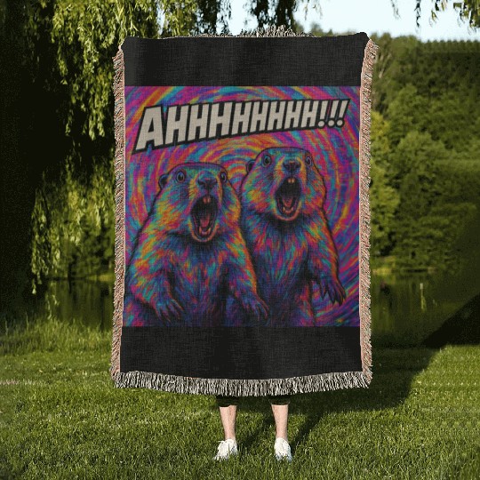 AHHHHHHH!!! – Screaming Marmots Go Psychedelic Woven Blankets