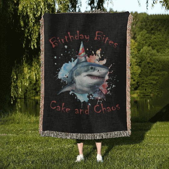 Birthday Party Shark: Whimsical and Fun Woven Blankets