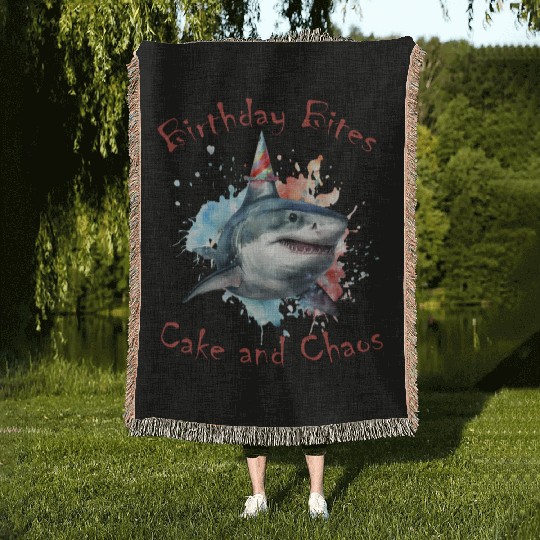 Birthday Party Shark: Whimsical and Fun Woven Blankets