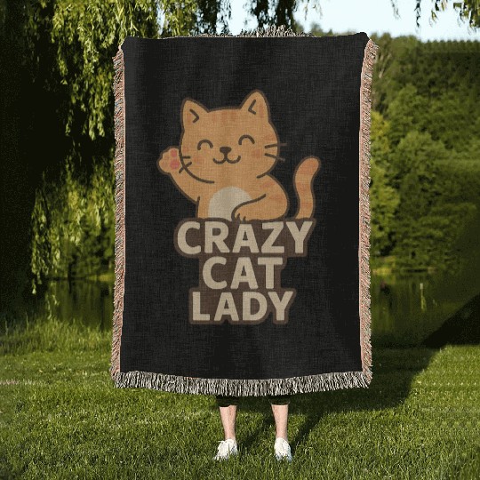 Crazy Cat Lady – Cute Cat Lover Design Woven Blankets