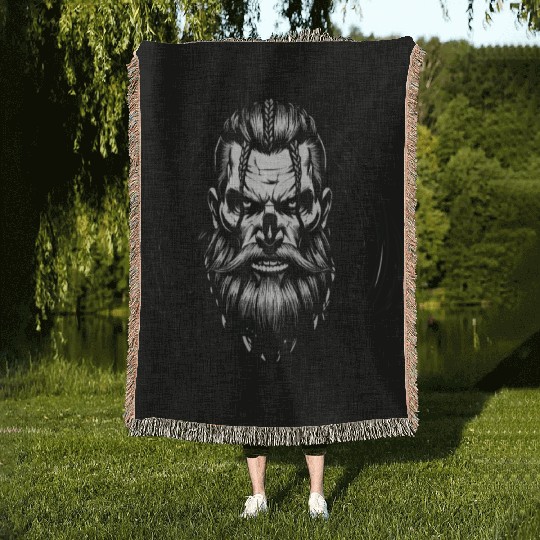 Viking Warrior Man Odin Thor Norman Walhalla Woven Blankets