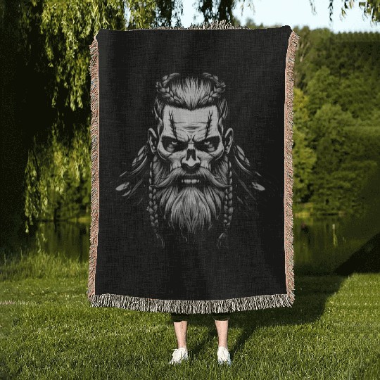 Viking Warrior Man Odin Thor Norman Walhalla Woven Blankets