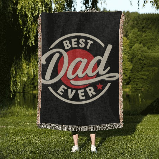Best Dad Ever Vintage Style Father's Day Design Woven Blankets