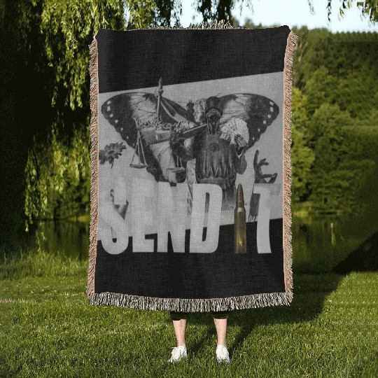 Send lawyers guns and money Woven Blankets