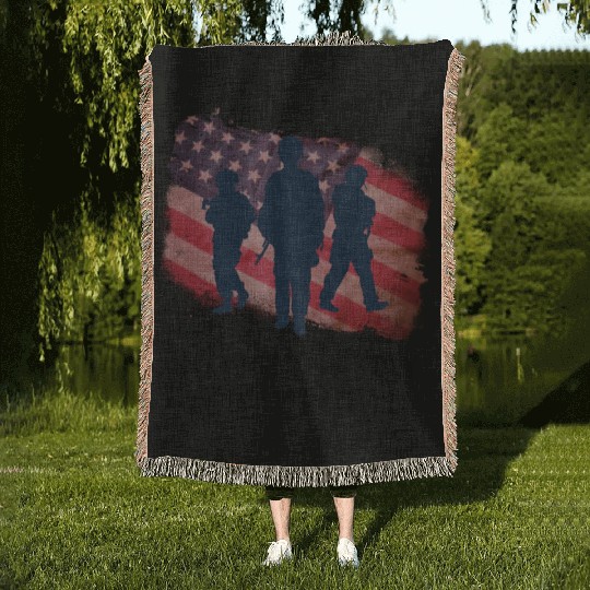 Memorial Day Patriotic Woven Blankets