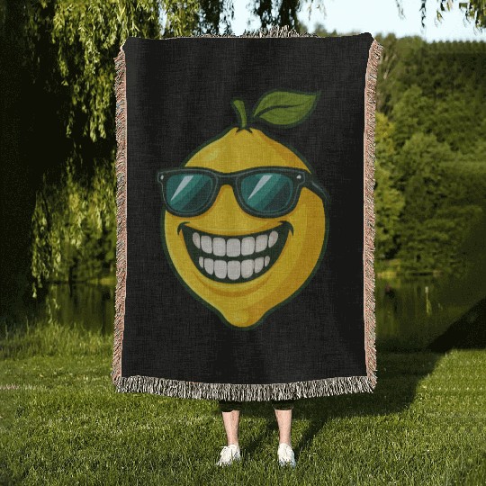 Cool lemon sunglasses summer fruit smile Woven Blankets