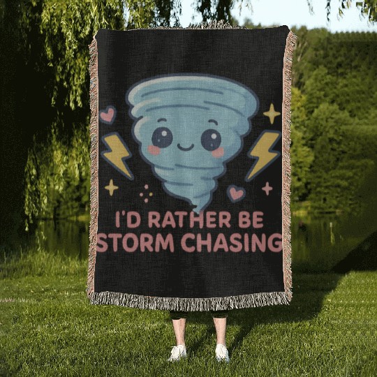 I'd Rather Be Storm Chasing Weather Meteorologist Woven Blankets