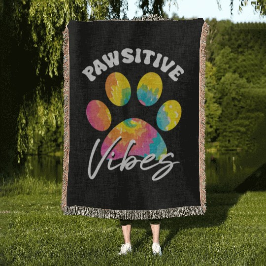 Tie Dye Dog Mom For Dog Paw Lover Gifts Paw Print Woven Blankets