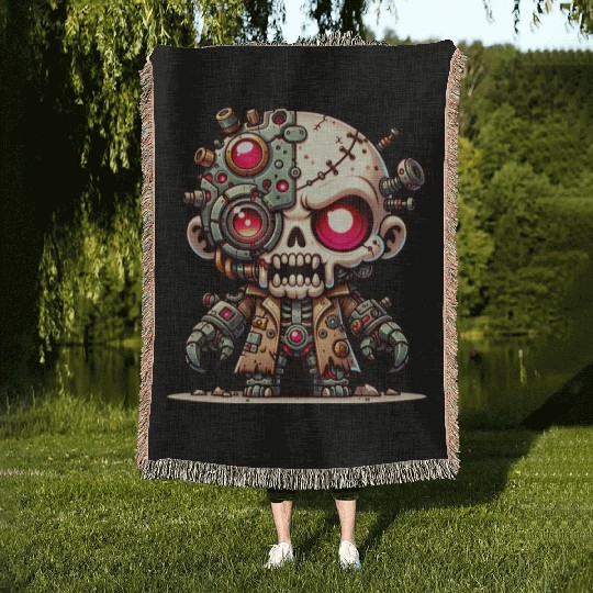 Spiked Bone Monster – Creepy Skeleton Beast Woven Blankets