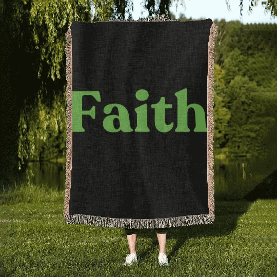 Faith over fear Green Woven Blankets