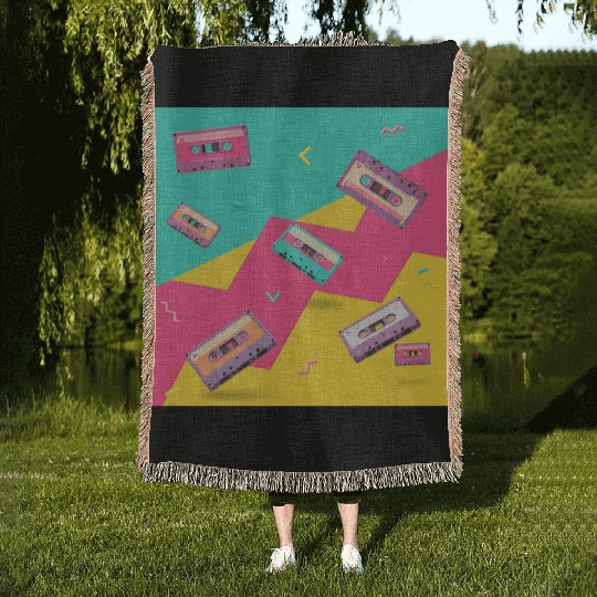 Retro Cassette Tape Pattern Woven Blankets