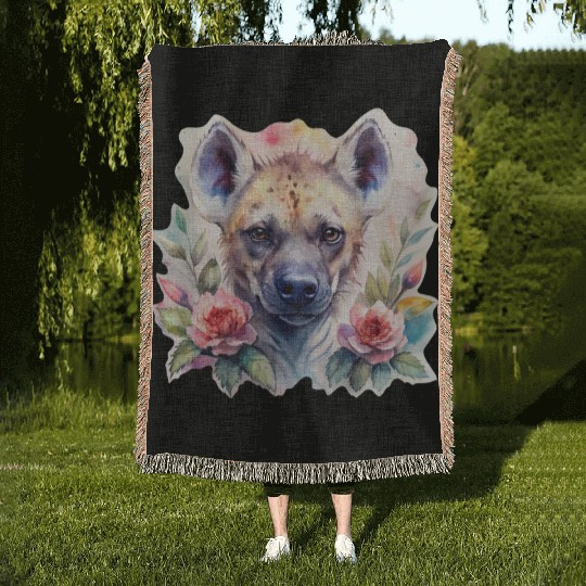 Sage the Blooming Hyena Woven Blankets