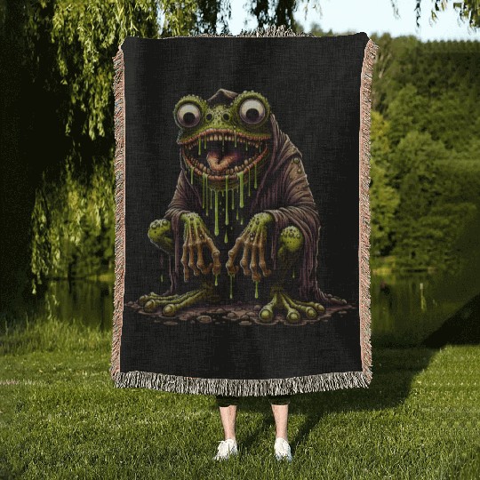 Slime Toad Monster – Creepy Hooded Swamp Creature Woven Blankets