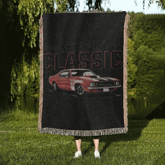 Vintage Muscle Car Keep It Classic Woven Blankets