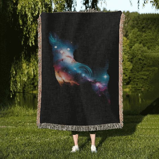 Galaxy Chihuahua Silhouette Woven Blankets