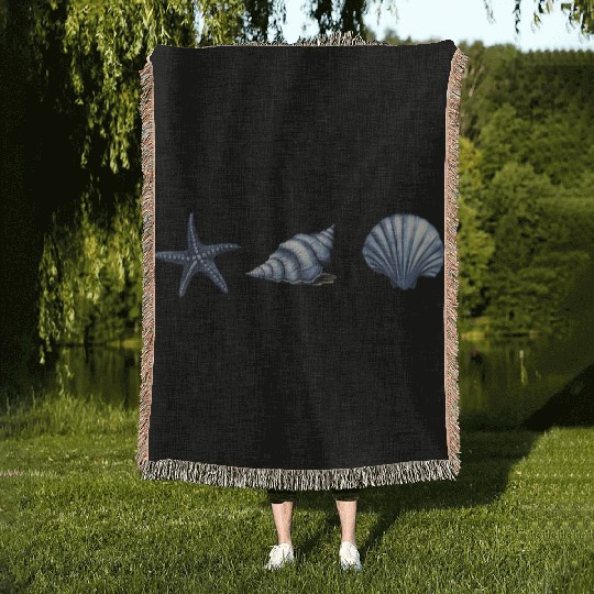 Cute Sea Creatures starfish Ocean Watercolor Woven Blankets