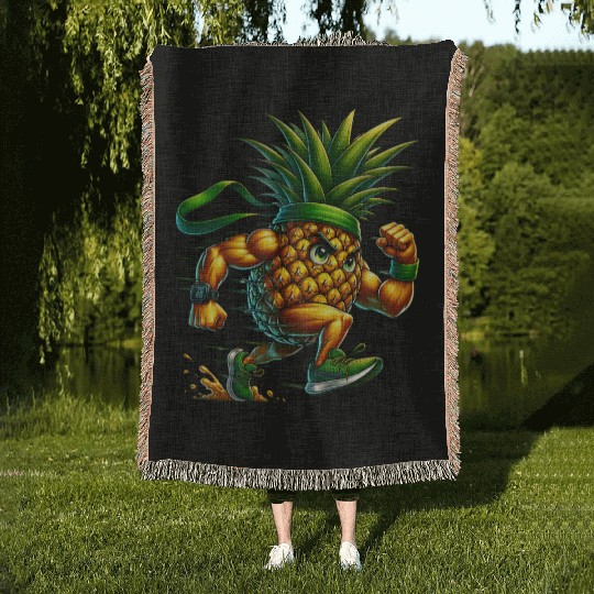 Pineapple Power Runner – Full Sprint Energy Burst Woven Blankets
