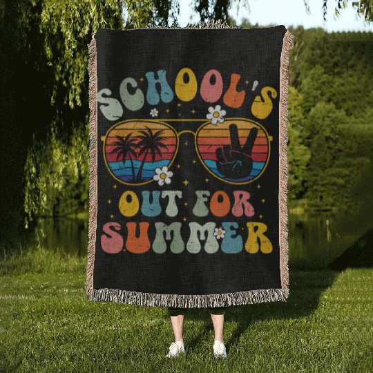 Schools Out For Summer Last Day Of School Woven Blankets