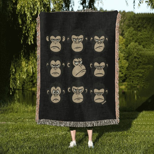 Monkey Mood Chart – All Mad, No Chill Woven Blankets