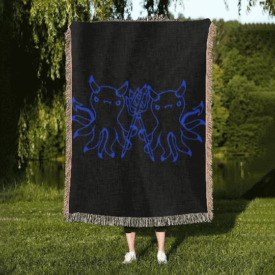 2 octopus devil hell team friends satan evil sweet Woven Blankets