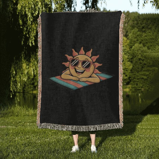Sunshine Sunset Tan Lines Artwork Woven Blankets