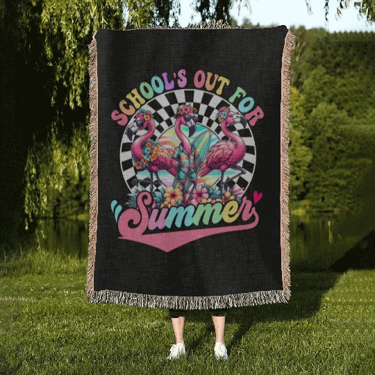 Schools Out For Summer Flamingo Teaches Students Woven Blankets