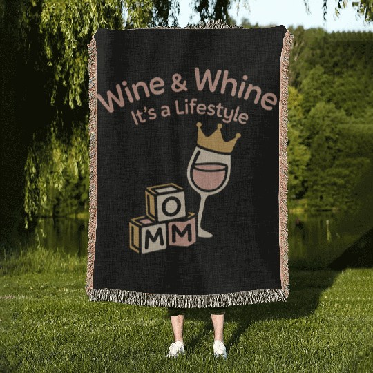 Single Mom Life Chaos Coordinator Wine Coffee Woven Blankets