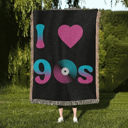 I Love The 90s Retro Nostalgia Woven Blankets