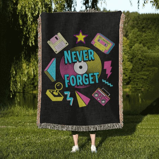 Never Forget 90s Retro Nostalgia Woven Blankets