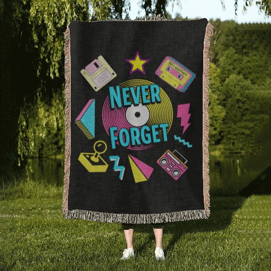 Never Forget 90s Retro Nostalgia Woven Blankets