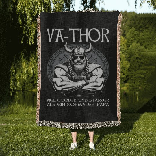 Viking Warrior Man Odin Thor Norman Walhalla Woven Blankets