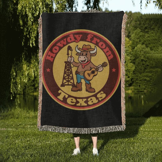 Funny Vintage Cowboy Guitar Retro Texas Woven Blankets