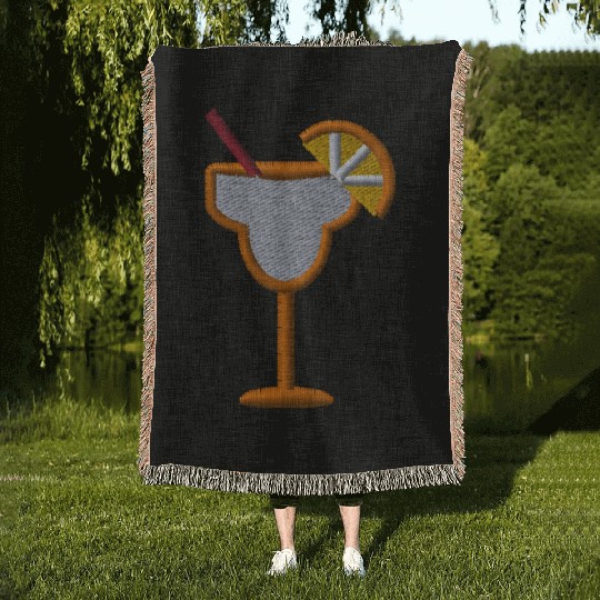 Cocktail orange embroidered Woven Blankets