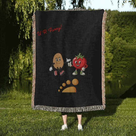 U R Funny (Tomato and Potato) Woven Blankets