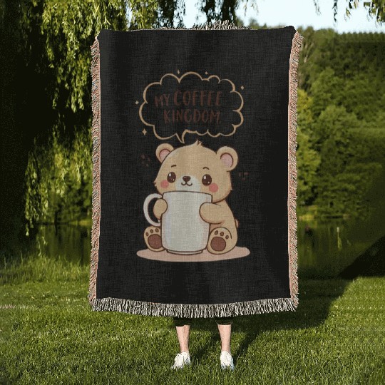 My Coffee Kingdom - Cute Bear Cub & Mug Woven Blankets