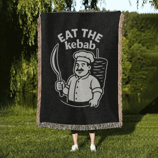 Eat the Kebab – Funny Doner Chef Woven Blankets