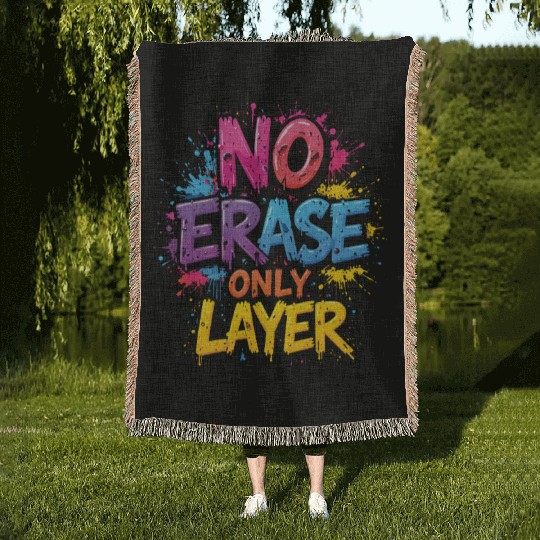 NO ERASE ONLY LAYER - Bold 3D Typography Art Woven Blankets