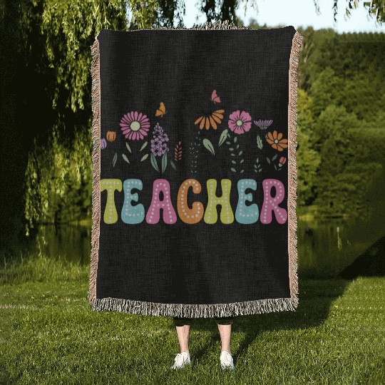 Teacher Flower Floral Dalmatian Dots Woven Blankets