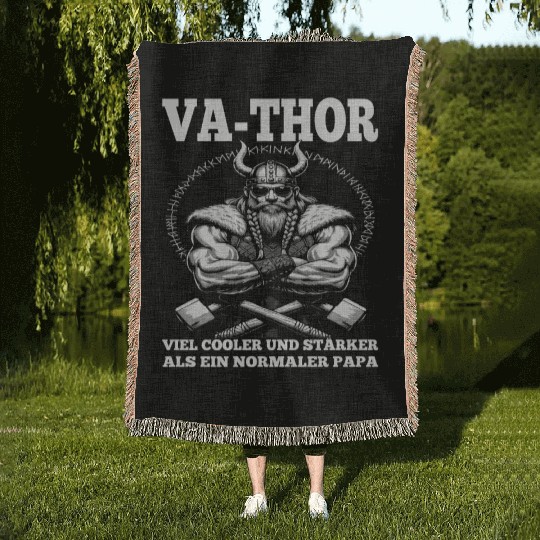 Viking Warrior Man Odin Thor Norman Walhalla Woven Blankets