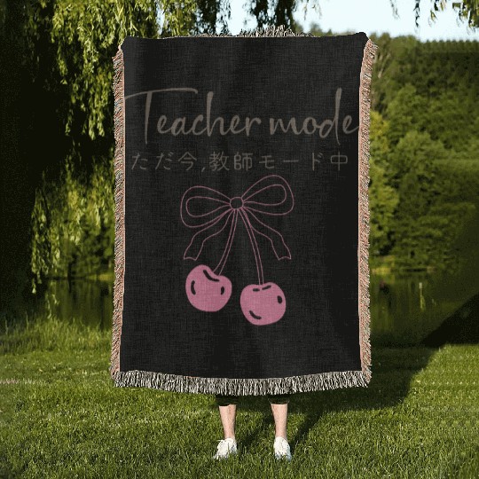 Teacher Mode Coquette Cherry Woven Blankets