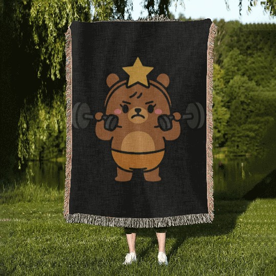 Built Different Bear Quirky Workout Character Woven Blankets