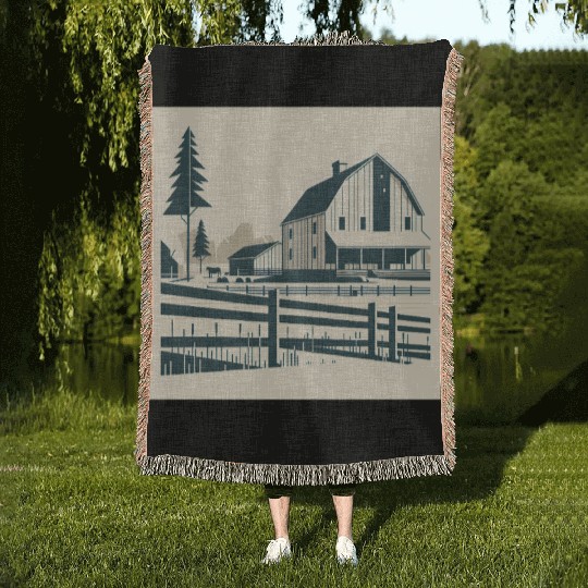 Monochrome Farm Life Woven Blankets