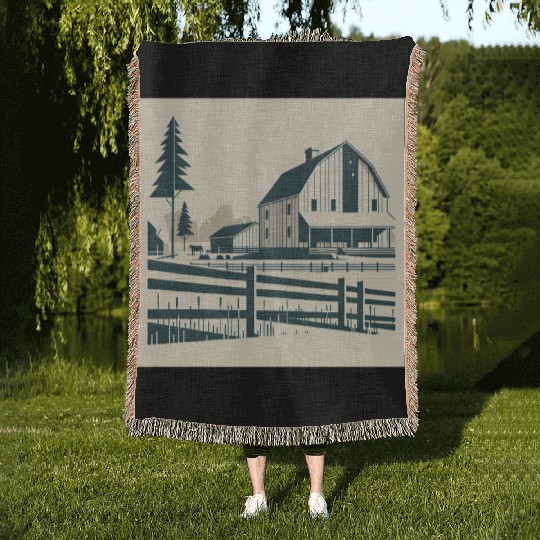 Monochrome Farm Life Woven Blankets