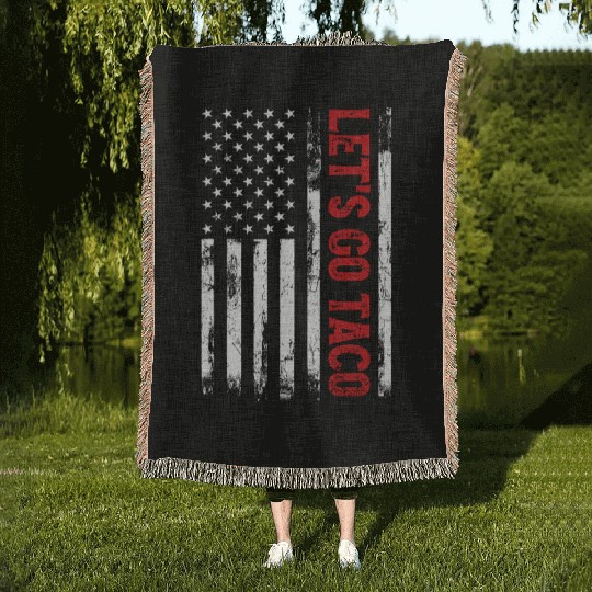 Let’s Go Taco American Flag Woven Blankets