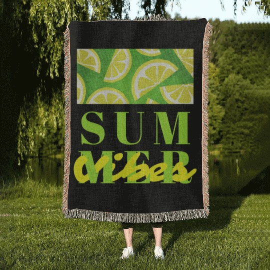 Lemon Fresh Summer Mood – Minimalist Citrus Art Woven Blankets
