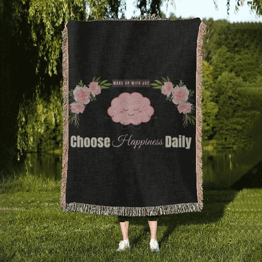 Choose Happiness Brain Design - Mental Wellness Woven Blankets