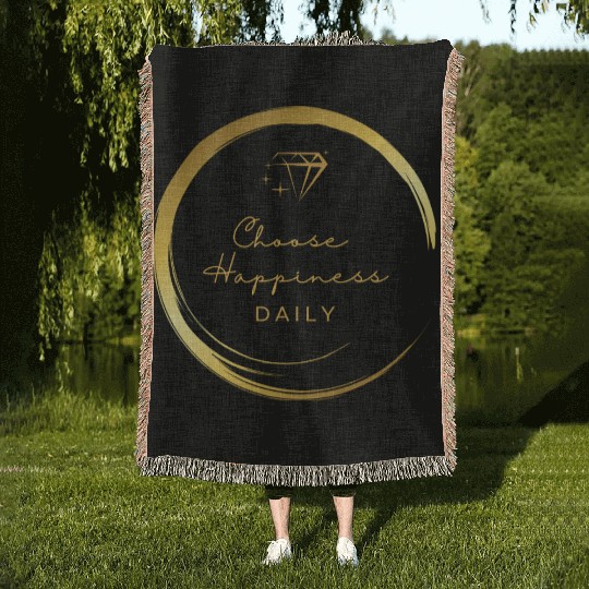 Choose Happiness Luxury Design - Gold Empowerment Woven Blankets