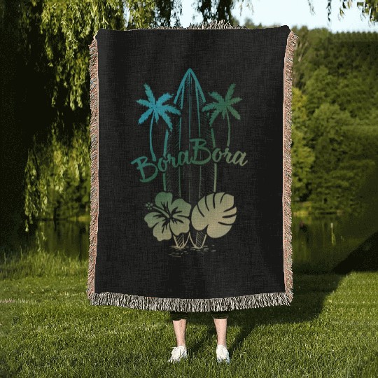 Bora Bora Surf Paradise Tropical Island Vacation Woven Blankets