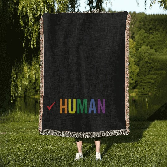 Gay Pride lesbian gay bisexual straight human Woven Blankets