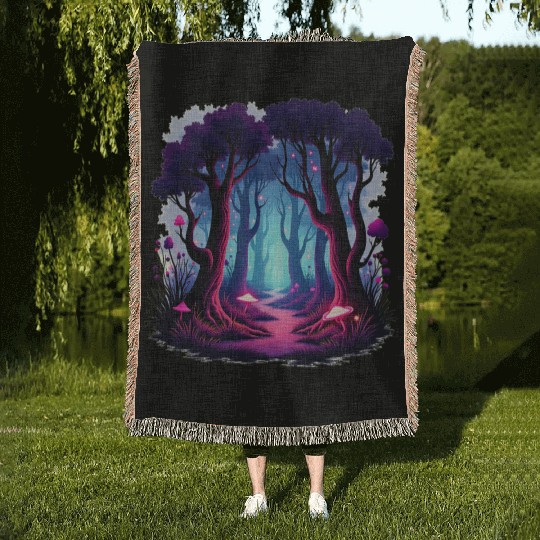 Enchanted Forest Dreamscape Woven Blankets